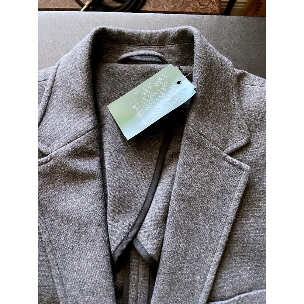 01.Algo Knit Medium DARK Grey NWT Stretch Cotton Blend Blazer
